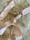 French Antique Tulle Lace Silk Baby Bonnet 3-piece Set Rococo Ribbon Decoration