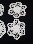 Antique 1920s Maltese Bobbin Lace Linen Doily Four Coasters 6 