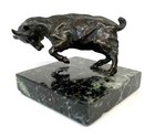 Antique Victorian Austrian Bronze Goat On Green Marble Base