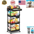 Storage Cart 4 Tier Rolling Utility Organizer With Drawer Wheels Black Plastic