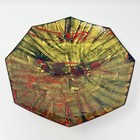 Vintage Mcm Signed 11 5 8  Gold  Red  Blue Enamel On Copper Octagonal Bowl