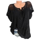 Womens Batwing Short Sleeve Lace Hollow Baggy Casual T-shirt Tops Blouse Ladies 