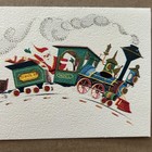 Vintage Mid-century Christmas Card Santa Train 1950s Retro Colors Gifts Kitch