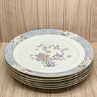 Lenox Ming 10    Dinner Plates Set Of 6 Black Stamped Design Multicolor Floral