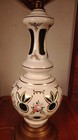 Vintage Bohemian Czech  Lamp  White Cut To Emerald Green Glass