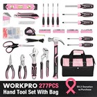 Workpro Pink Tool Set 277pc Apartment Essentials Hand Tool Bag Set With 13  bag