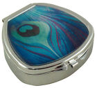 Pill Box For Purse Decorative Case Holder Organizer Vitamin Mint Travel Peacock