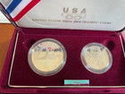 1992 Olympic Baseball Proof Silver Dollar   Gymnast Two Piece Set In Box W  Coa