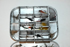 Vintage Wheatley Silmalloy 12-compartment Dry wet Fly Box With 44 Flies 5 