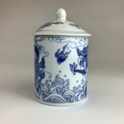Vintage Chinese Dragon Blue white Lidded Tea coffee Cup Mug Porcelain