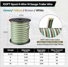 100ft 14 Gauge Trailer Wiring Harness Kit - 4-way Bonded Color-coded