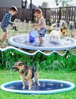 Blue Kids Dog Splash Pad Sprinkler Non Slip 60 Inch Water Mat