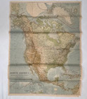 Vintage 1924 National Geographic Map Of North America
