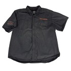Harley Davidson Shirt 2xl Black Orange Logo Striped Pre-luxe Biker Button Up