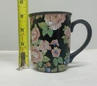 Vintage Tavistock Otagiri Coffee Cup Mug Floral Garden Pattern Black W  Flowers 