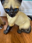 Vintage Ceramic Sitting Siamese Cats  Japan 6 5 In Tall Set Of 2 Mcm Kitty
