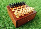 Handmade Wooden Mini Chess Board Game   Travel Vintage Chess Set Wooden Box Gift