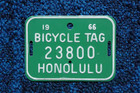 1966 Honolulu Hawaii Bicycle License Plate Bike Tag