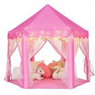 Large Pink Princess Castle Play Tent For Girls - Hexagon Playhouse With Star Lig