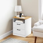 Everyday Side Table With Fast Charging  Fast Charging  Brown White 