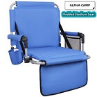 Alpha Camp Portable Folding Padded Stadium Seat Bleacher Chair Cup Holder Blue