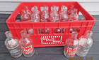 24 Vintage Lot The Pop Shoppe Stubby Glass Soda Bottles Red Plastic Canada Crate