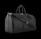 Louis Vuitton Luggage Tag Black Leather W  Silver Tone Accent France         