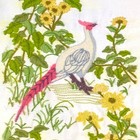 Vintage Crewel Embroidery Chrysanthemums   Tropical Bird Finished Spinnerin Kit