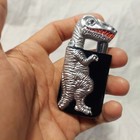 T-rex Dinosaur Refillable Pocket Cool Lighter - Silver   Black