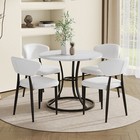5 Piece Dining Table Set Round Table   4 Chair Kitchen Breakfast Furniture White