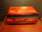 Vintage Italian Red Alabaster Trinket Box - Mcm Hand Carved Stone Jewelry Case 