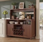 Modern Buffet Cabinet With Wine Rack  Cup Holder   Built-in Outlet - Standing