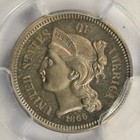 1866 Proof Three Cent Nickel  3cn    Pcgs Pr63 