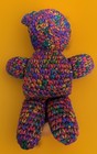 Vintage Handmade Crochet Bear Stuffed Animal Plush Toy Multi-color  Cute