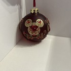 Disney China Mickey Mouse Filigree Red Gold Blown Glass Christmas Ornament Rare