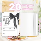 20 Black Bow Birthday Party Invitations With Envelopes For Women Girls Teens