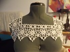 Crocheted Collar  Vtg Handmade Intricate Details Ecru Scallops  Victorian Style
