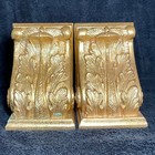 Set Of Gold Gilded Ornate Bookends 5    Baroque Scroll Floral Resin Corbel