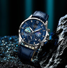 Lige Luxury Quartz Men s Watch Leather Moonphase Waterproof Luminous Wristwatch