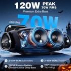 Portable Speakers Bluetooth Wireless  120w Max Loud Deep Bass Ipx6 Waterproof   