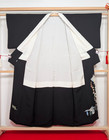 Vintage Japanese Kimono Silk Black Tomesode Authentic Kaga Yuzen Yuzo Miyano