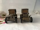 Lot Of 2 Vintage Heavy Metal Car Coin Banks With Bank Advertisements