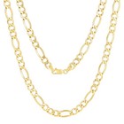 Real 14k Yellow Gold 5 5mm Figaro Chain Italian Link Pendant Necklace Mens 22 