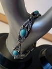 Vintage Silver Tone   Turquoise Faux Stones Bracelet Boho Native American 
