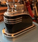 Rare 1938 Art Deco Ronson Streamlined Touch Tip Lighter     Black Enamel   Chrome