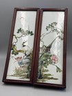 Pair Of Antique 20th C  Chinese Famille Rose Porcelain Plaques  Bird And Flower