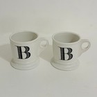 Anthropologie Set Of Two 2 Letter  b  Monogram Mugs Coffee Tea Farmhouse B