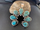 Spiderweb Turquoise Southwestern Navajo Sterling Silver Naja Pendant 02224