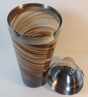 Mcm Art Deco Glass Swirl Chrome Brown  Tan Martini Cocktail Shaker Vintage