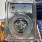 Ms64 1950 25c Canada Silver Caribou 25 Cents  Pcgs Trueview- Nicely Toned